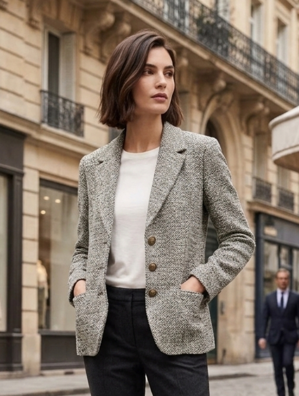 MaxMara Weekend Women's Preppy Academia Old Money Brown Tweed Blazer Size 10